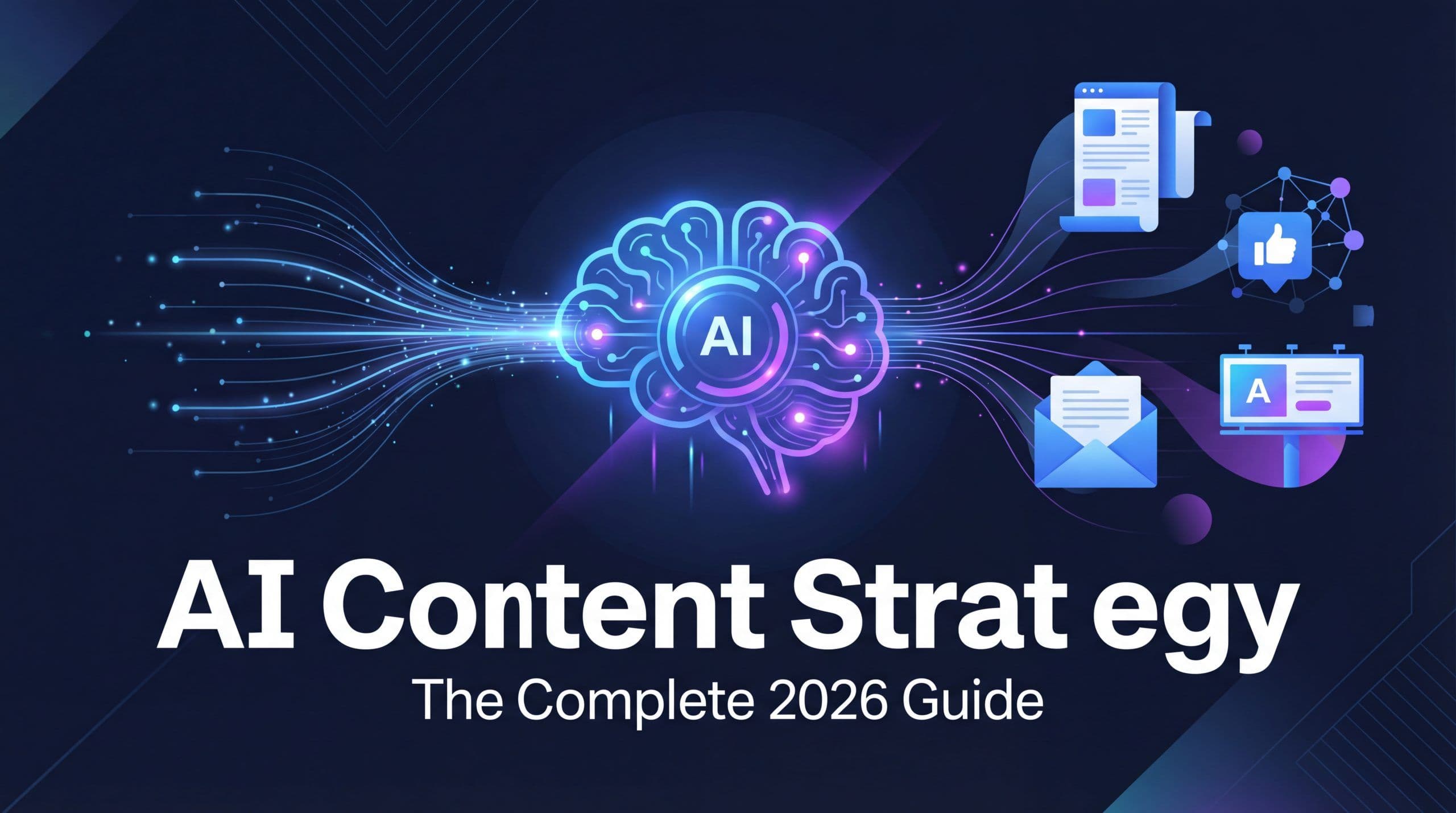 AI content strategy framework showing a 7-step guide for content marketing in 2026