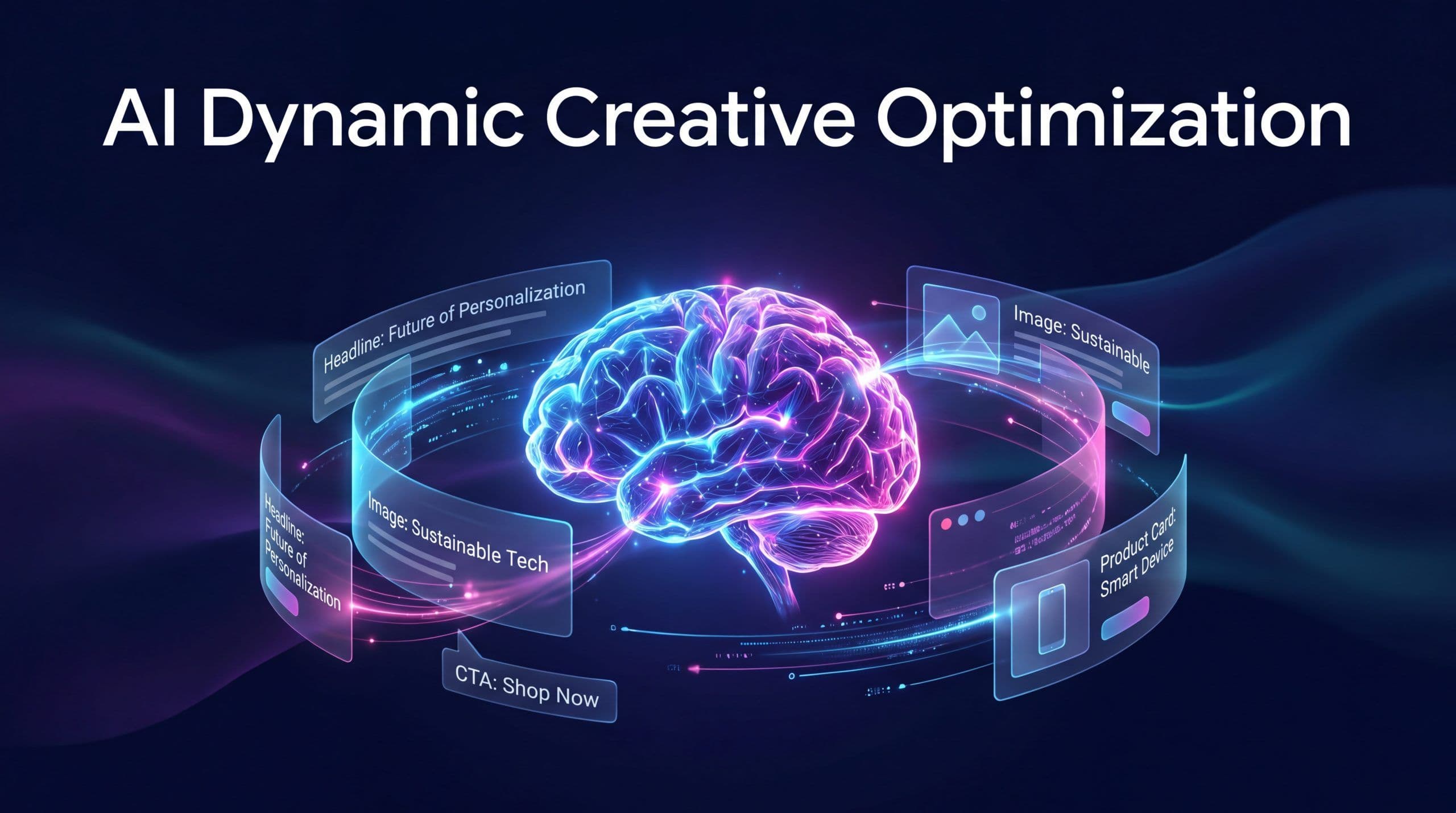 AI Dynamic Creative Optimization 2026 guide featured image with MarqOps brand colors