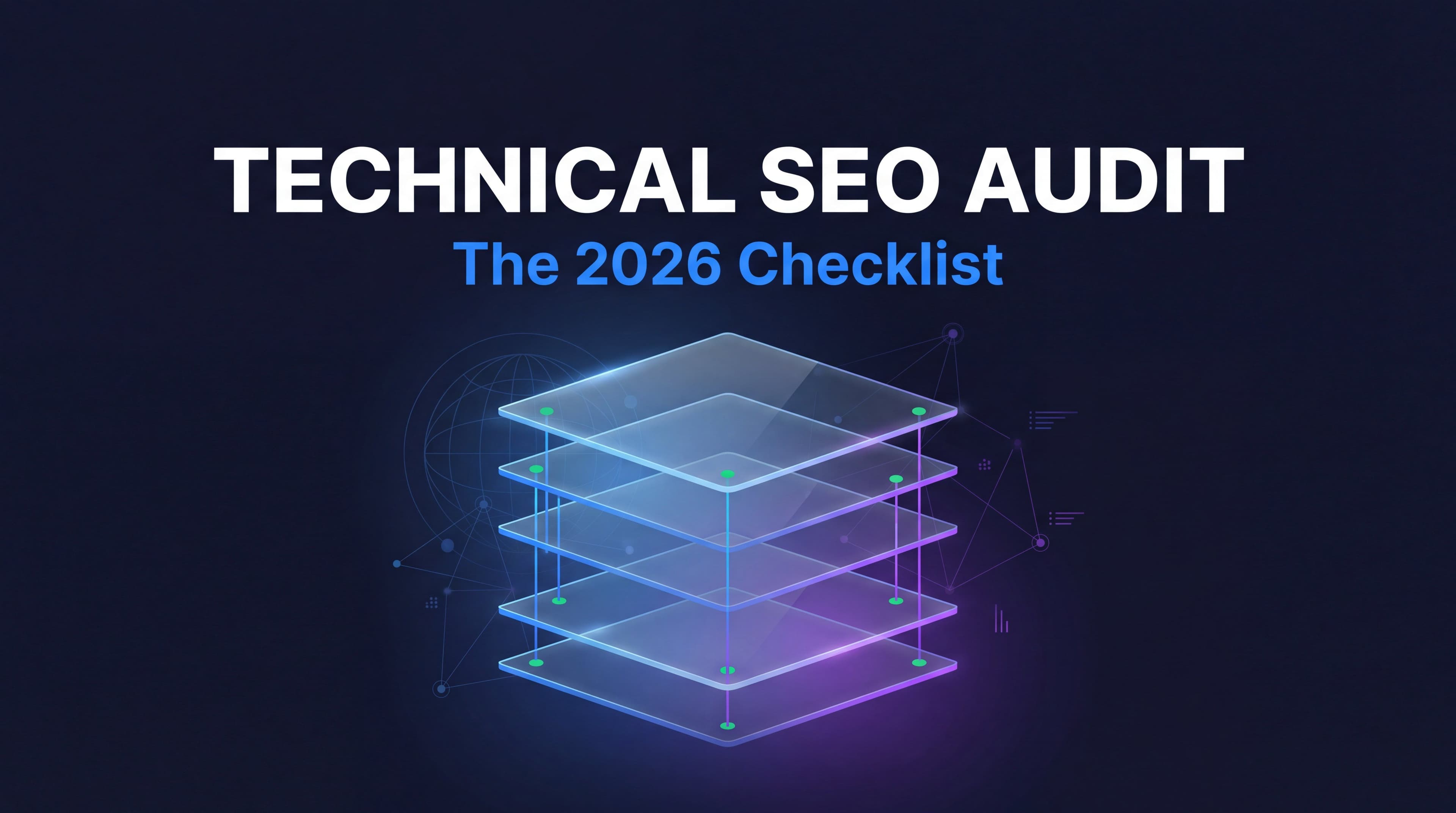 Technical SEO audit checklist 2026 showing the crawl, render, index, and AI access layers