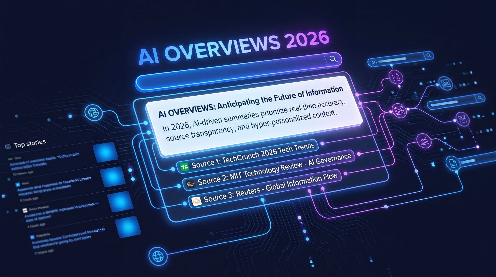 Google AI Overviews 2026 guide showing AI answer box and citation ranking factors