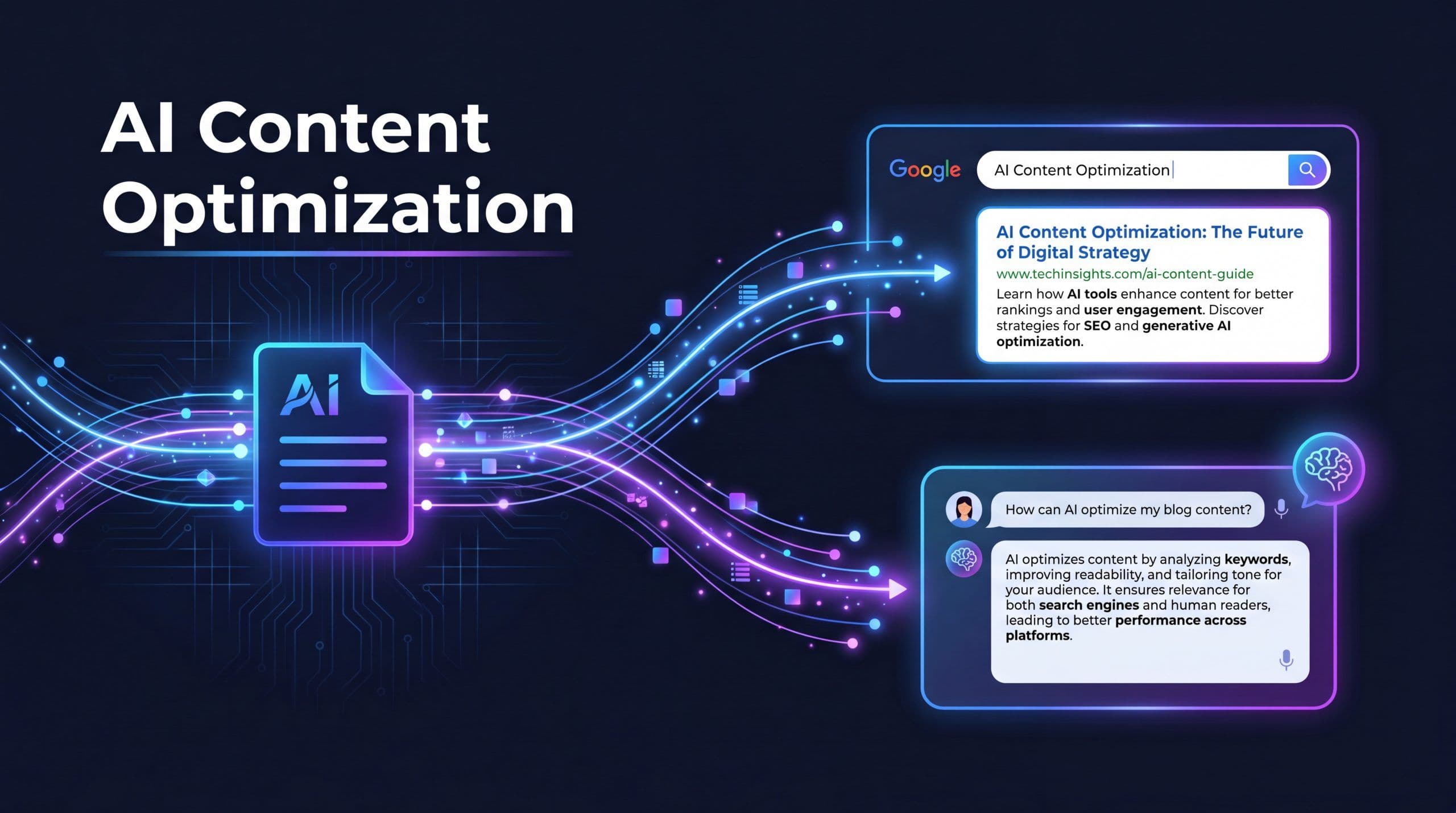 AI content optimization 2026 guide featured image with MarqOps branding showing content ranking in Google and AI search