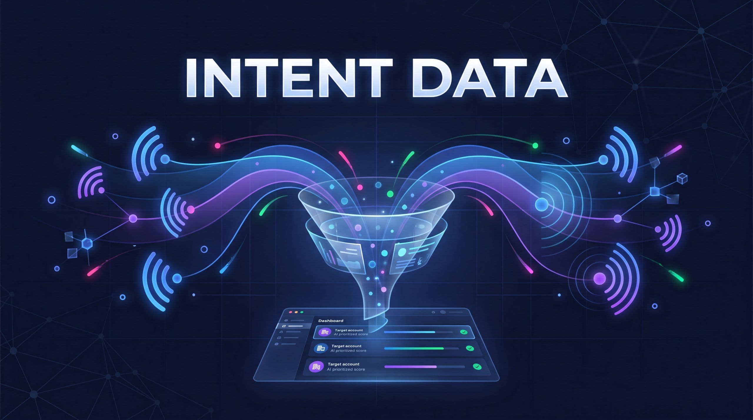 Intent data buyer signals converging into an AI-powered pipeline funnel